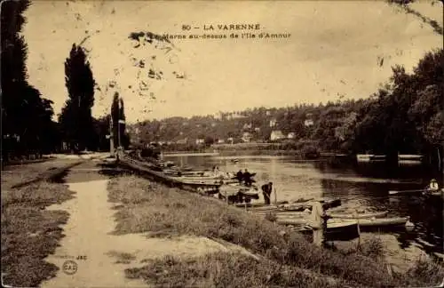 Ak La Varenne Saint Hilaire Val de Marne, Marne au dessus de l'Ile d'Amour