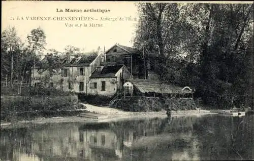 Ak Lavarenne Chennevières Val-de-Marne, Auberge de l'Ecu, Vue sur la Marne