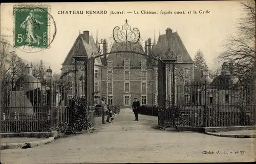 Ak Chateaurenard Loiret, Le Chateau, Facade ouest, La Grille