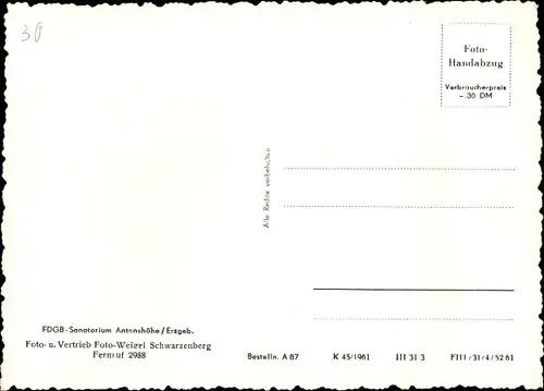 Ak Antonshöhe Breitenbrunn Erzgebirge, FDGB Sanatorium