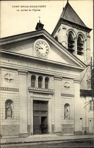 Ak Saint Brice sous Forêt Val d’Oise, Le portail de l'Eglise