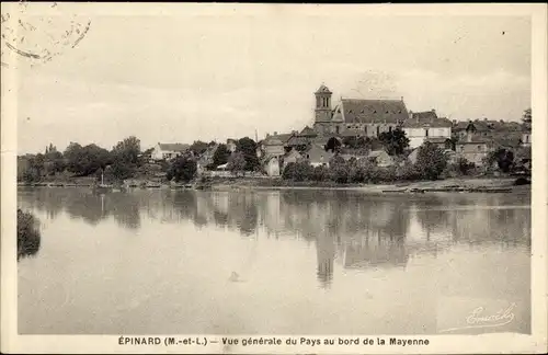 Ak Cantenay-Épinard Maine et Loire, Vue générale du Pays au bord de la Mayenne