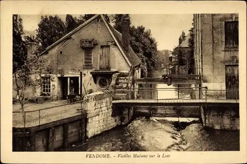 Ak Vendôme Loir et Cher, Vieilles Maisons sur le Loir