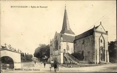 Ak Montrichard Loir et Cher, Église de Nanteuil, Kutsche