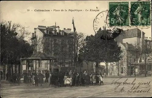 Ak Colombes Hauts de Seine, Place de la Republique, La Kiosque