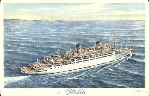 Künstler Ak Dampfschiff MS Italia, Home Lines