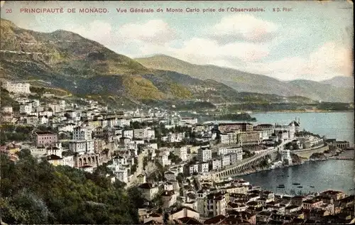 Ak Monte Carlo Monaco, Vue generale pris de l'Observatoire