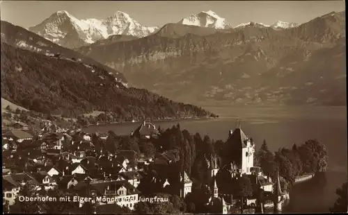 Ak Oberhofen am Thunersee Bern, Eiger, Mönch, Jungfrau