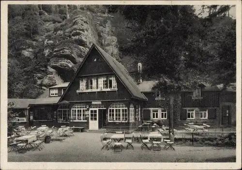 Ak Wehlen an der Elbe Sachsen, Waldidylle im Uttewalder Grund, Gasthaus