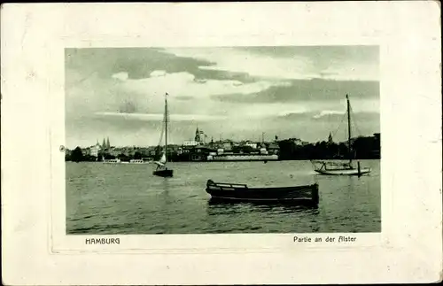 Ak Hamburg Mitte Altstadt, Partie an der Alster, Boote