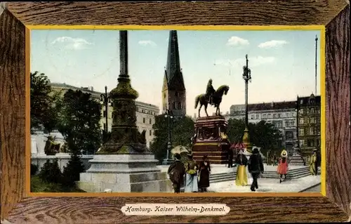 Passepartout Ak Hamburg, Partie am Kaiser Wilhelm Denkmal, Kirchturm