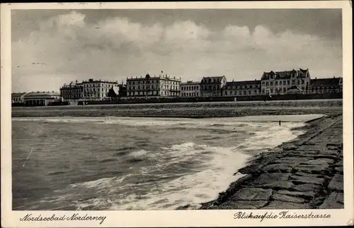 Ak Norderney in Ostfriesland, Blick auf die Kaiserstraße, Hotels