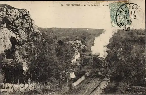 Ak Cherbourg Cherbourg-en-Cotentin Manche, Französische Eisenbahn, Dampflok