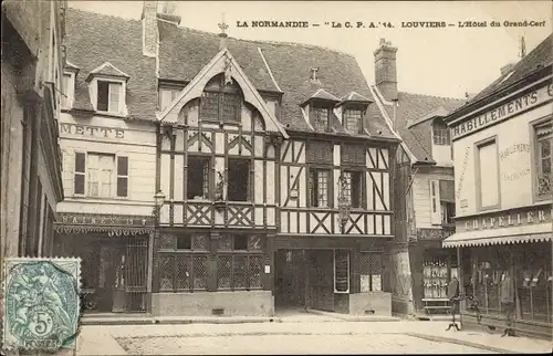 Ak Louviers Eure, L'Hotel du Grand Cerf