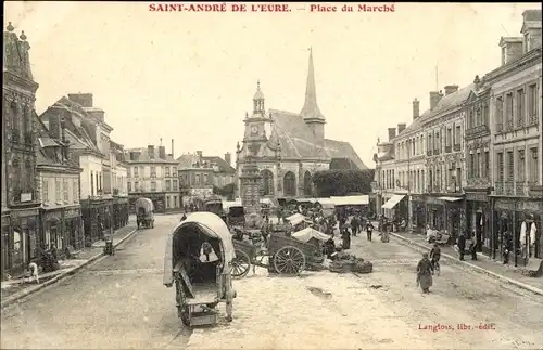 Ak Saint André de l'Eure Eure, Place du Marche