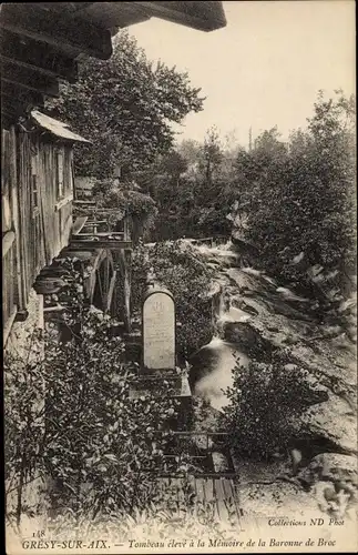 Ak Grésy sur Aix Savoie, Tombeau éléve à la Mémoire de la Baronne de Broc