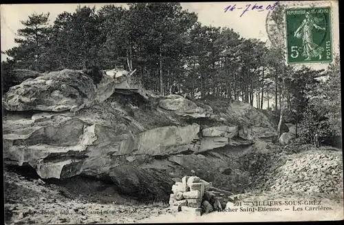 Ak Villiers sous Grez Seine-et-Marne, Rocher Saint Etienne, Les Carrieres