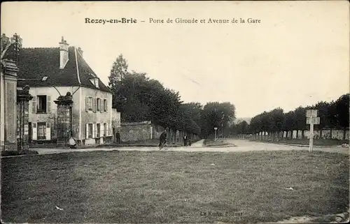 Ak Rozoy en Brie Seine et Marne, Porte de Gironde et Avenue de la Gare