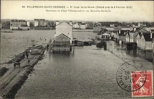 Ak Villeneuve Saint Georges Val de Marne, 2e Crue de la Seine, Fevrier 1910