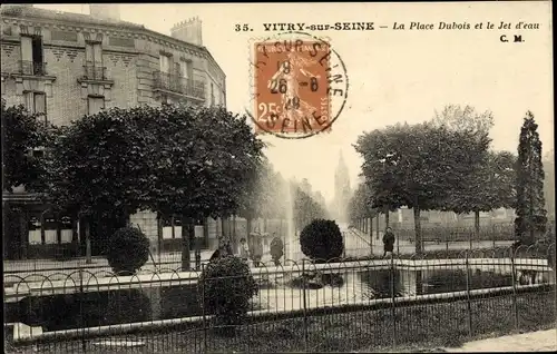 Ak Vitry Val de Marne, Place Dubois, Jet d'eau