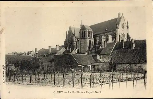 Ak Clery Loiret, La Basilique, Facade Nord