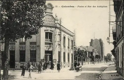 Ak Colombes Hauts de Seine, Postes et Rue des Aubepines