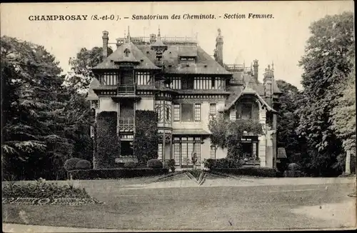 Ak Champrosay Essonne, Sanatorium des Cheminots, Section Femmes, jardin