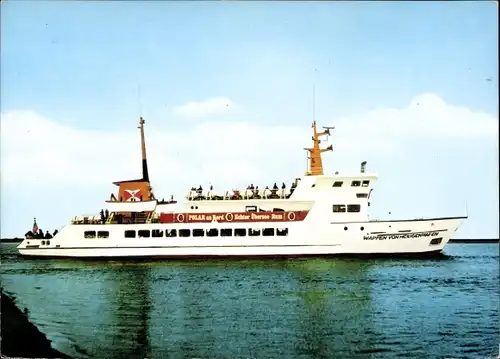 Ak Seebäderdienst Reederei Willy Freter, Fährschiff Wappen von Heiligenhafen, Hochseefahrten