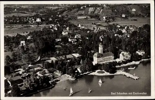 Ak Bad Schachen Lindau am Bodensee Schwaben, Fliegeraufnahme, Enzisweiler