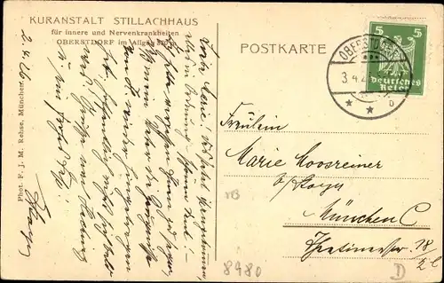 Ak Oberstdorf im Oberallgäu, Kuranstalt Stillachhaus