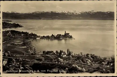 Ak Wasserburg am Bodensee Schwaben, Seepartie, Alpenpanorama