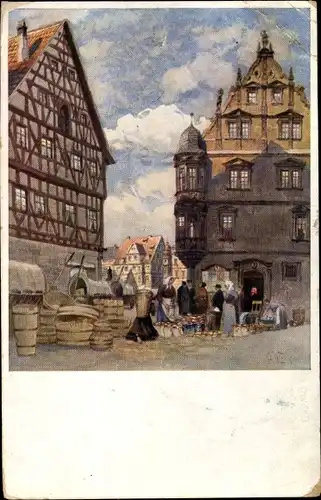 Künstler Ak Wiegk, O., Coburg in Oberfranken, Herrngasse