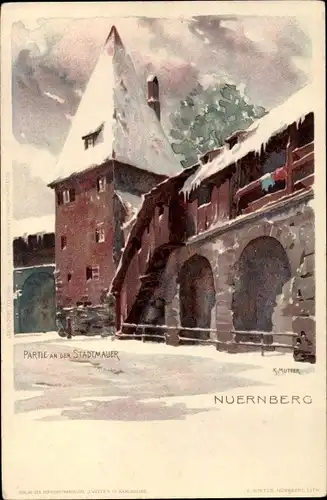 Künstler Ak Mutter, K., Nürnberg in Mittelfranken, Stadtmauer