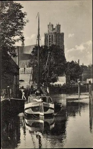 Ak Dordrecht Südholland Niederlande, Nieuwe Haven, Segelboot