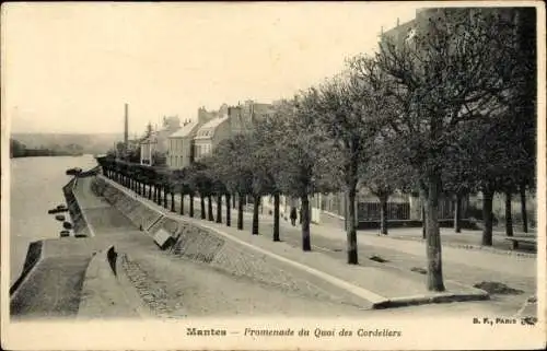 Ak Mantes Yvelines, Promenade du Quai des Cordeliers