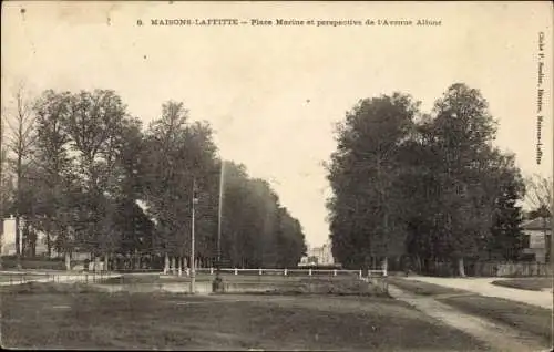 Ak Maisons Laffitte Yvelines, Place Marine et perspective de l'Avenue Albine