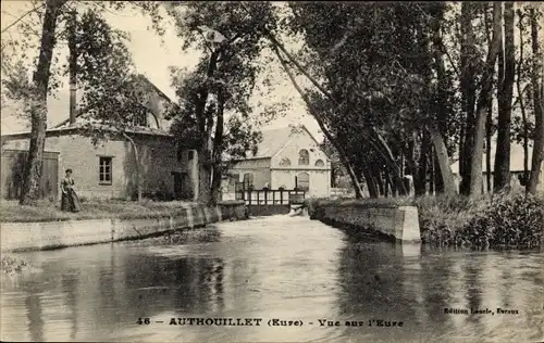 Ak Authouillet Eure, Vue sur l'Eure