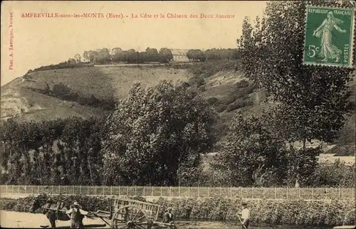 Ak Amfreville-sous-les-Monts Eure, La Cote et le Chateau des Deux Amants