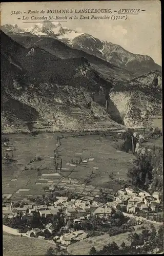 Ak Lanslebourg Savoie, Les Cascades Saint Benoit et la Dent Parrachée