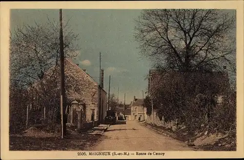 Ak Meigneux Seine-et-Marne, Route de Cessoy