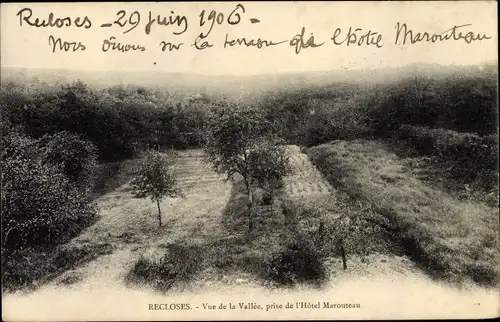 Ak Recloses Seine-et-Marne, Vue de la Vallee, prise de l'Hotel Marouteau