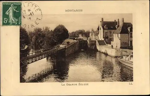 Ak Montargis Loiret, La Grande Ecluse