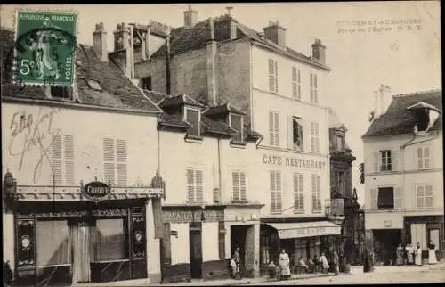 Ak Fontenay aux Roses Hauts de Seine, Place de l'Eglise, Cafe Restaurant