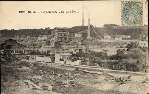 Ak Essonnes Essonne, Papeterie, vue générale, cheminées