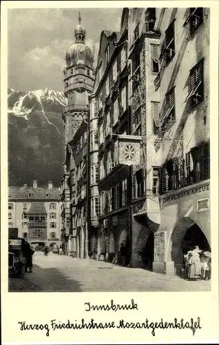 Ak Innsbruck in Tirol, Bergstation, Herzog Friedrichstraße Mozartgedenktafel