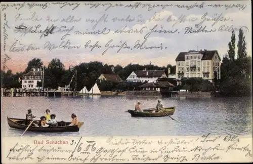 Ak Bad Schachen Lindau am Bodensee Schwaben, Wasserpartie, Bootsfahrt