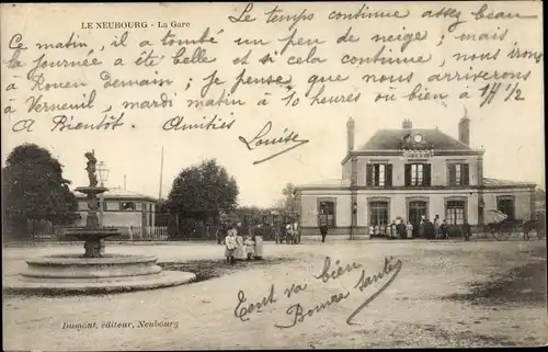 Ak Le Neubourg Eure, La Gare