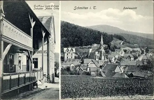 Ak Schmitten im Taunus Hessen, Gasthaus zum Ochsen, Totalansicht