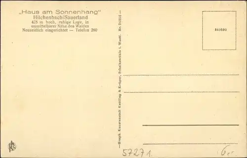 Ak Hilchenbach in Westfalen, Haus am Sonnenhang, Innenansicht