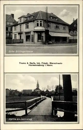 Ak Hermannsburg Südheide in der Lüneburger Heide, Thams und Garfs, Ecke Billingstraße